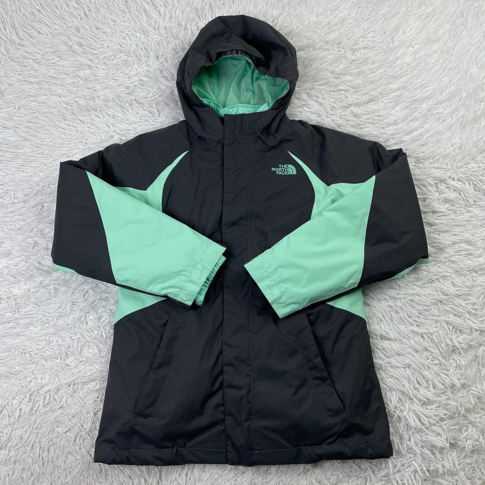 North Face Jacket Girls Large Gray‎ Green Kira Triclimate 3-in-1 HyVent Hooded L
